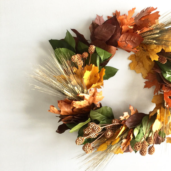 Fall Wreath | Pinecone Wreath | Copper Salal Wreath | Preserved Fall Wreath